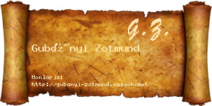 Gubányi Zotmund névjegykártya